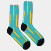 Geïnkte strepen geel en turquoise sokken (Rechts)