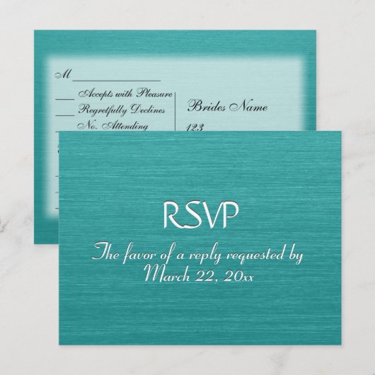 Geïnpenseerd Blauwgroen blauw menu RSVP (Voorkant / Achterkant)