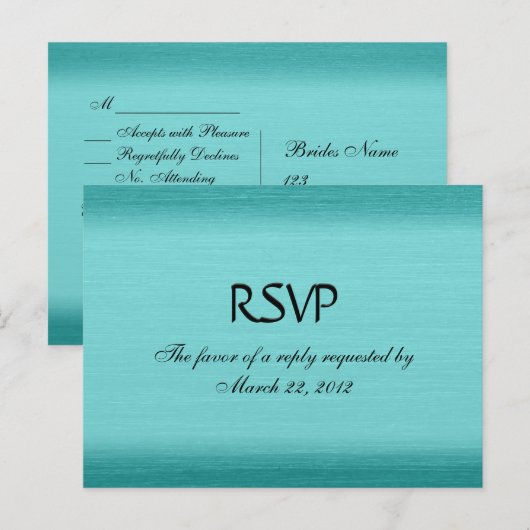 Geïnpenseerd Blauwgroen blauw menu RSVP (Voorkant / Achterkant)