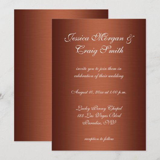 Geïnpenseerd koperen donker ombre Wedding Kaart (Voorkant / Achterkant)