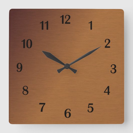 Geïnpenseerde koperen blik 2 zwarte Aantallen Vierkante Klok (Voorkant)