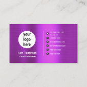 Geïnpenseerde Metallic Paarse QR Code Business Log Visitekaartje (Achterkant)