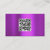 Geïnpenseerde Metallic Paarse QR Code Business Log Visitekaartje (Voorkant)