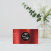 Geïnpenseerde Metallic Ruby Red Company QR Code Visitekaartje (Staand voorkant)