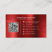 Geïnpenseerde Metallic Ruby Red Company QR Code Visitekaartje (Achterkant)