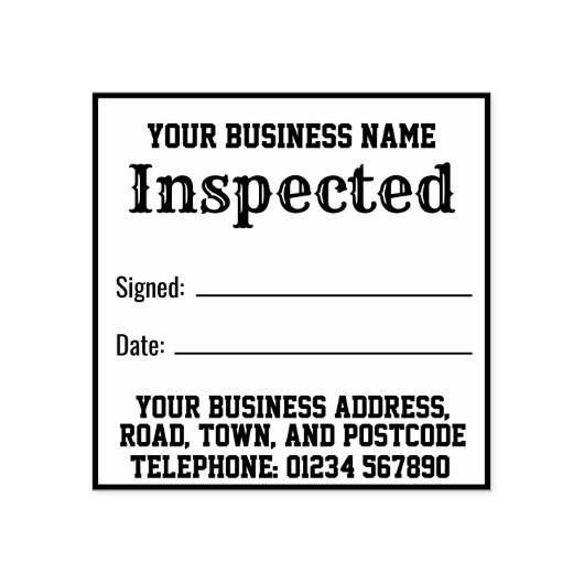 Geïnspecteerd met naam, adres. Ontvangst stempel (Afrduk)