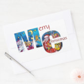 GEÏNSPIEERD SANTA MET CHRISTMAS GIFTS MONOGRAM RECHTHOEKIGE STICKER (Envelop)