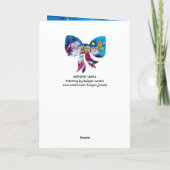 GEÏNSPIRED SANTA PLAYING VIOLIN CHRISTMAS BOW Blue Feestdagen Kaart (Achterkant)