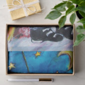 GEÏNSPIRED SANTA PLAYING VIOLIN Kerstnacht Blue Tissuepapier (Geschenk)