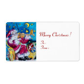 GEÏNSPIRED SANTA PLAYING VIOLIN Kerstrood White Etiket (Voorkant)