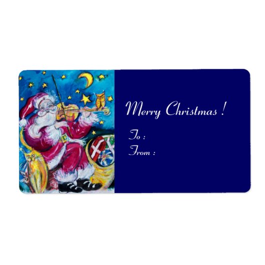 GEÏNSPIRED SANTA SPEELT VIOLIN Kerstnacht Etiket (Voorkant)