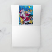 GEÏNSPIRED SANTA SPEELT VIOLIN, Owl, Kerstnacht Feestdagen Kaart (Binnen)