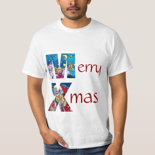 GEÏNSPIRED SANTA-SPEELT VIOLIN XMAS MONOGRAM T-SHIRT (Voorkant)