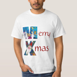 GEÏNSPIRED SANTA-SPEELT VIOLIN XMAS MONOGRAM T-SHIRT
