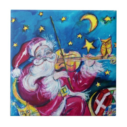GEÏNSPIRED VIOLINIST SANTA-Kerstmis Tegeltje (Voorkant)