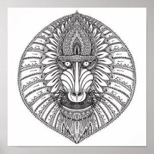 Geïnspireerd Baboon Face 2 Poster