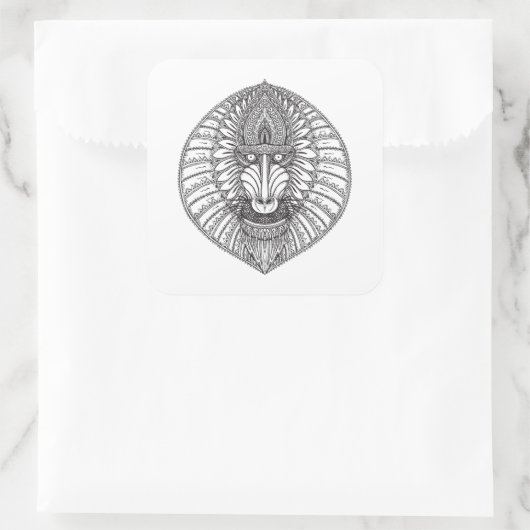 Geïnspireerd Baboon Face Vierkante Sticker (Tas)
