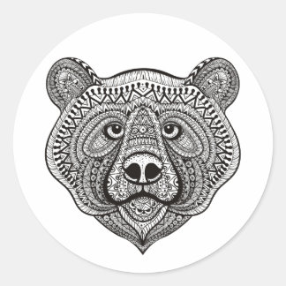 Geïnspireerd Beer gezicht Ronde Sticker