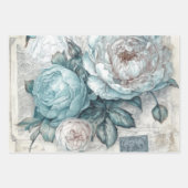 geïnspireerd blauw bloemen shabby chic inpakpapier vel (Voorkant)