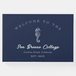 geïnspireerd blauw en wit zeepaardje gastenboek