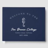 geïnspireerd blauw en wit zeepaardje gastenboek (Voorkant)