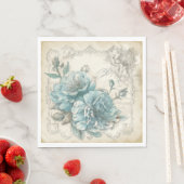  geïnspireerd blauw shabby chique bloemen servet (Insitu)