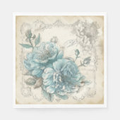  geïnspireerd blauw shabby chique bloemen servet (Voorkant)