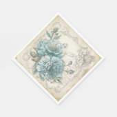  geïnspireerd blauw shabby chique bloemen servet (Hoek)