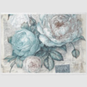  geïnspireerd blauw shabby chique bloemendecoupage tissuepapier (Voorkant)