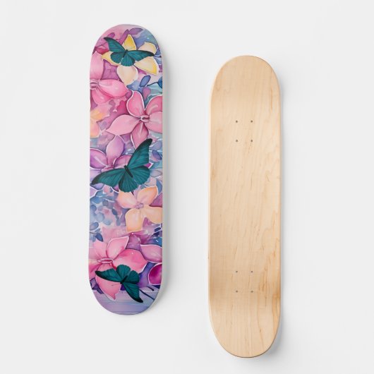  geïnspireerd bloemenontwerp & vlinders persoonlijk skateboard (Voorkant)