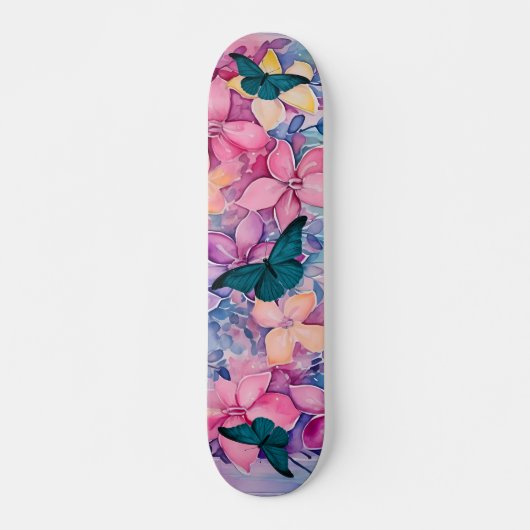 geïnspireerd bloemenontwerp & vlinders persoonlijk skateboard (Voorkant)