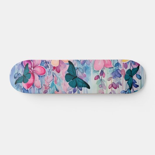  geïnspireerd bloemenontwerp & vlinders persoonlijk skateboard (Horizontaal)
