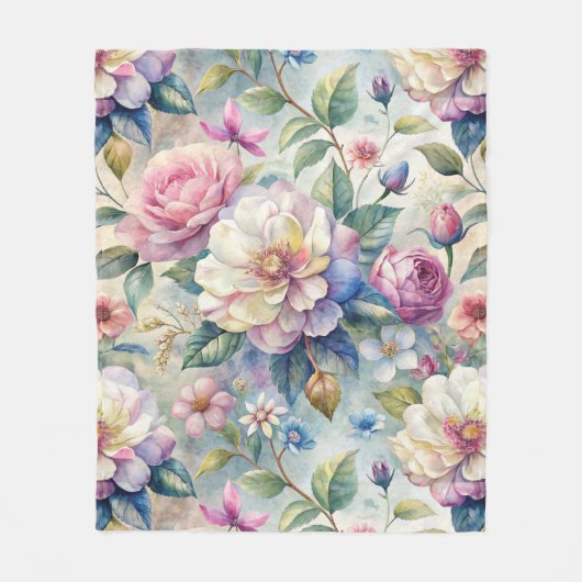 geïnspireerd bloemmotief fleece deken (Voorkant)
