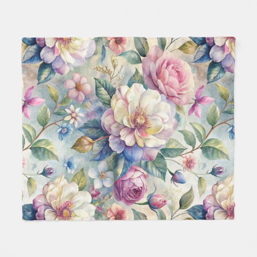  geïnspireerd bloemmotief fleece deken (Voorkant (Horizontaal))