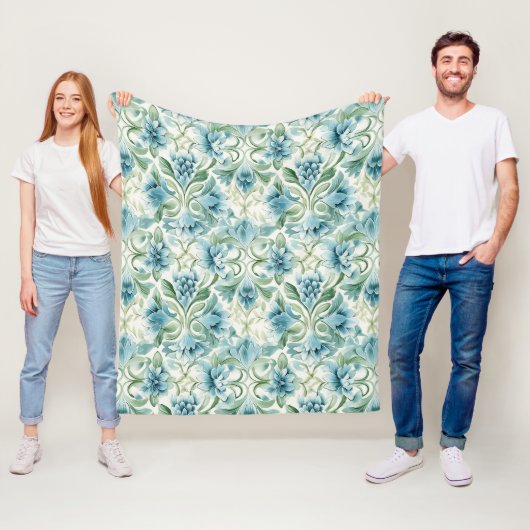 geïnspireerd bloemmotief fleece deken (In situ)