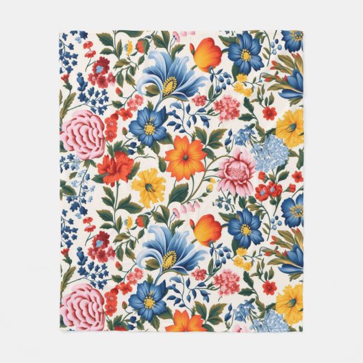 geïnspireerd bloemmotief fleece deken (Voorkant)
