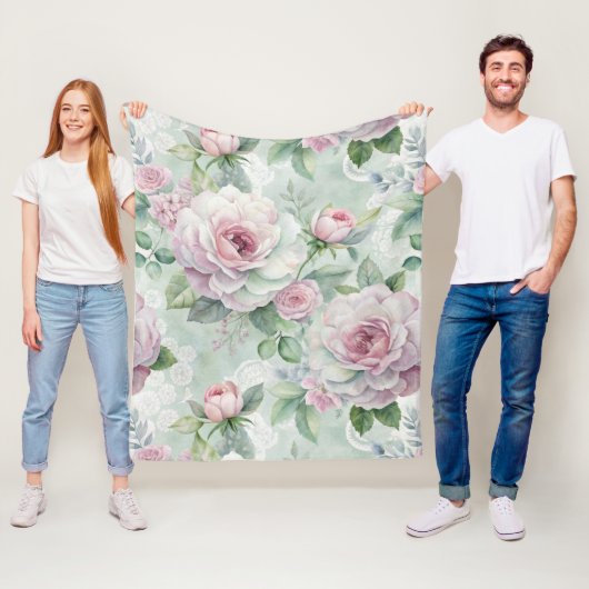  geïnspireerd bloemmotief fleece deken (In situ)