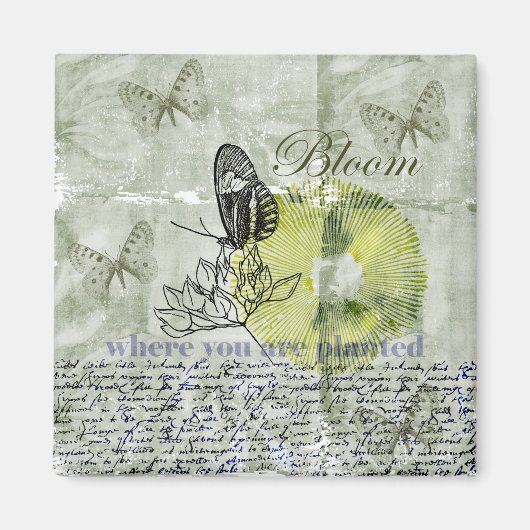 Geïnspireerd Butterfly Bloom Magneet (Voorkant)