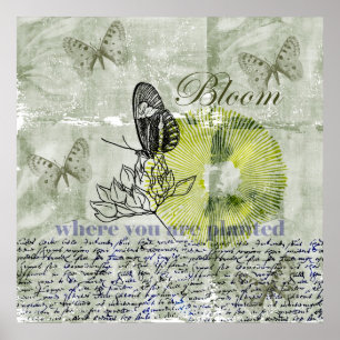 Geïnspireerd Butterfly Bloom Poster