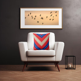  geïnspireerd Chevron rood beige marine Kussen