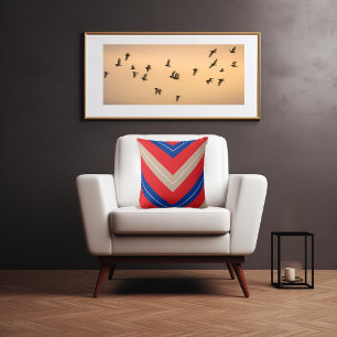  geïnspireerd Chevron rood beige marine Kussen
