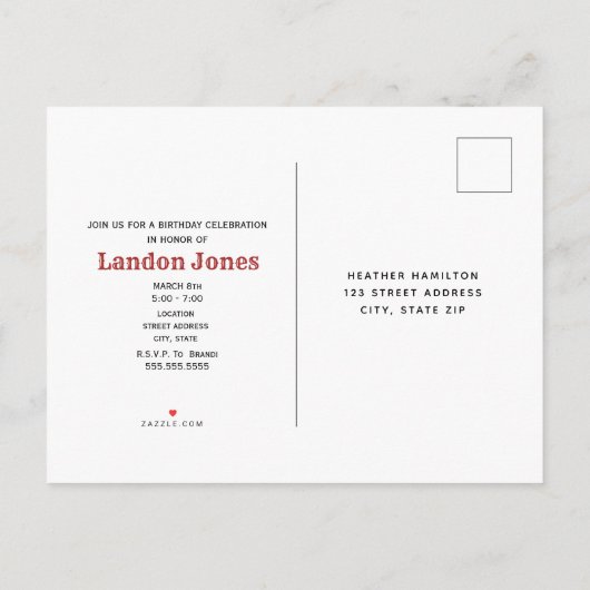 geïnspireerd circus verjaardag uitnodiging briefkaart (Achterkant)