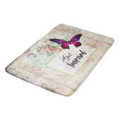 Geïnspireerd citaat & roze Butterfly Shabby Collag Badmat (Gekanteld)