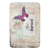Geïnspireerd citaat & roze Butterfly Shabby Collag Badmat (Voorkant Verticaal)