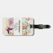 Geïnspireerd citaat & Roze Butterfly Shabby Collag Bagagelabel (Achterkant horizontaal)