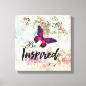 Geïnspireerd citaat & Roze Butterfly Shabby Collag Canvas Afdruk (Voorkant)