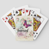 Geïnspireerd citaat & Roze Butterfly Shabby Collag Speelkaarten (Achterkant)