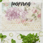 Geïnspireerd citaat & Roze Butterfly Shabby Collag Theedoek (Gevouwen)