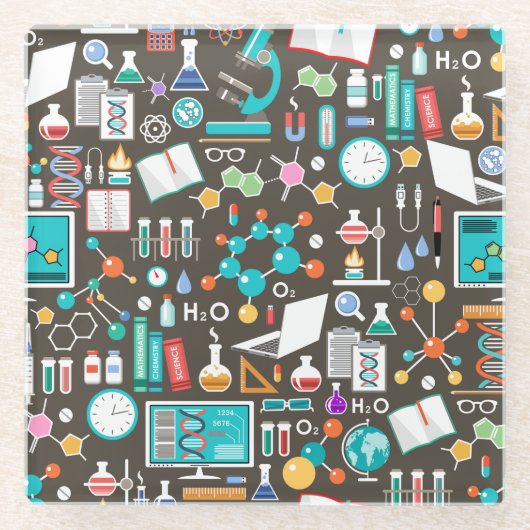 Geïnspireerd door wetenschap/chemie glazen onderzetter (Voorkant)