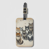 -geïnspireerd familieportret van een kat bagagelabel (Voorkant (verticaal))